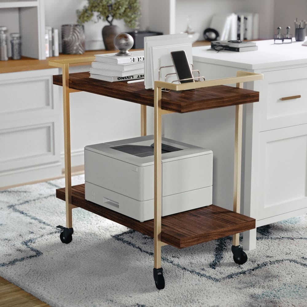 Martha Stewart Mobile 2 Tier Home Office Printer Cart with Side Storage