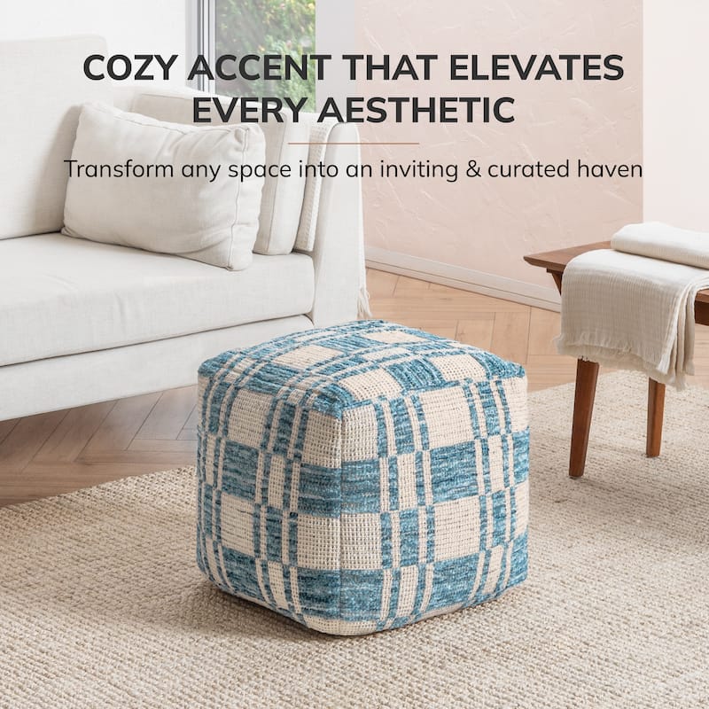 Jani 20-inch Ottoman Pouf - Handcrafted Handmade Ottoman for Seating, Footrest, Home Decor for Living Room, Bedroom