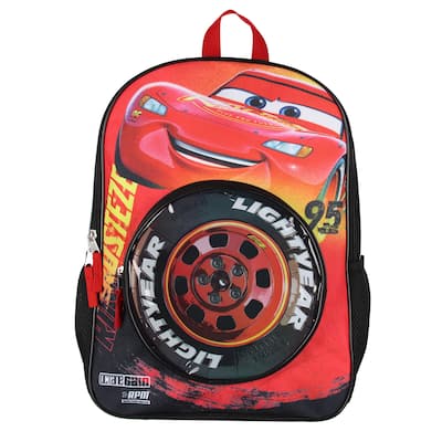 Disney Cars Lightning McQueen Backpack 3D Tire Pocket Travel School Backpack - One Size