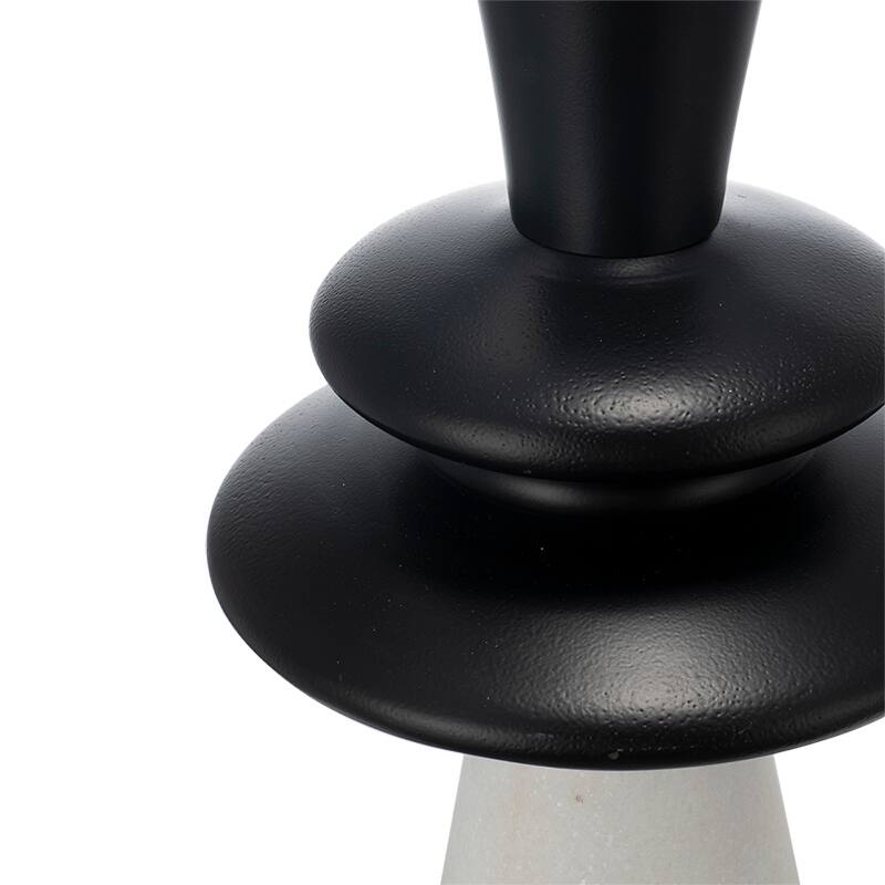 D15x26.7" Black Aluminum Table Lamp with Two Varying Disc Accents and White Shade(Lamp Shade Assembly Required)