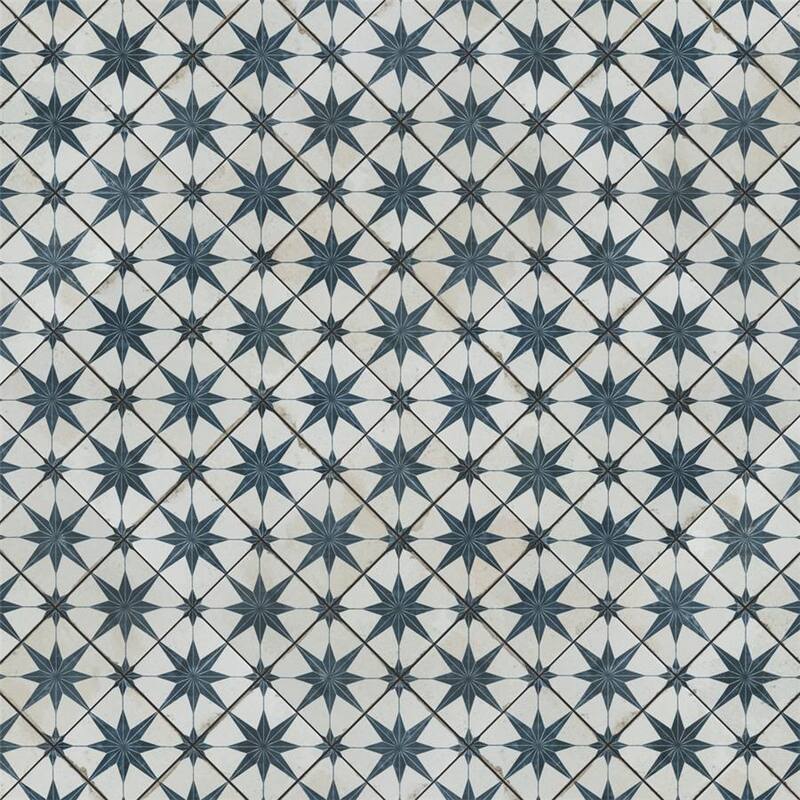 Merola Tile Harmonia Kings Star Blue 13" x 13" Ceramic Floor and Wall Tile