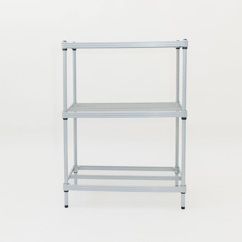Design Ideas MeshWorks 3 Tier Full-Size Metal Storage Shelving Unit Rack, White