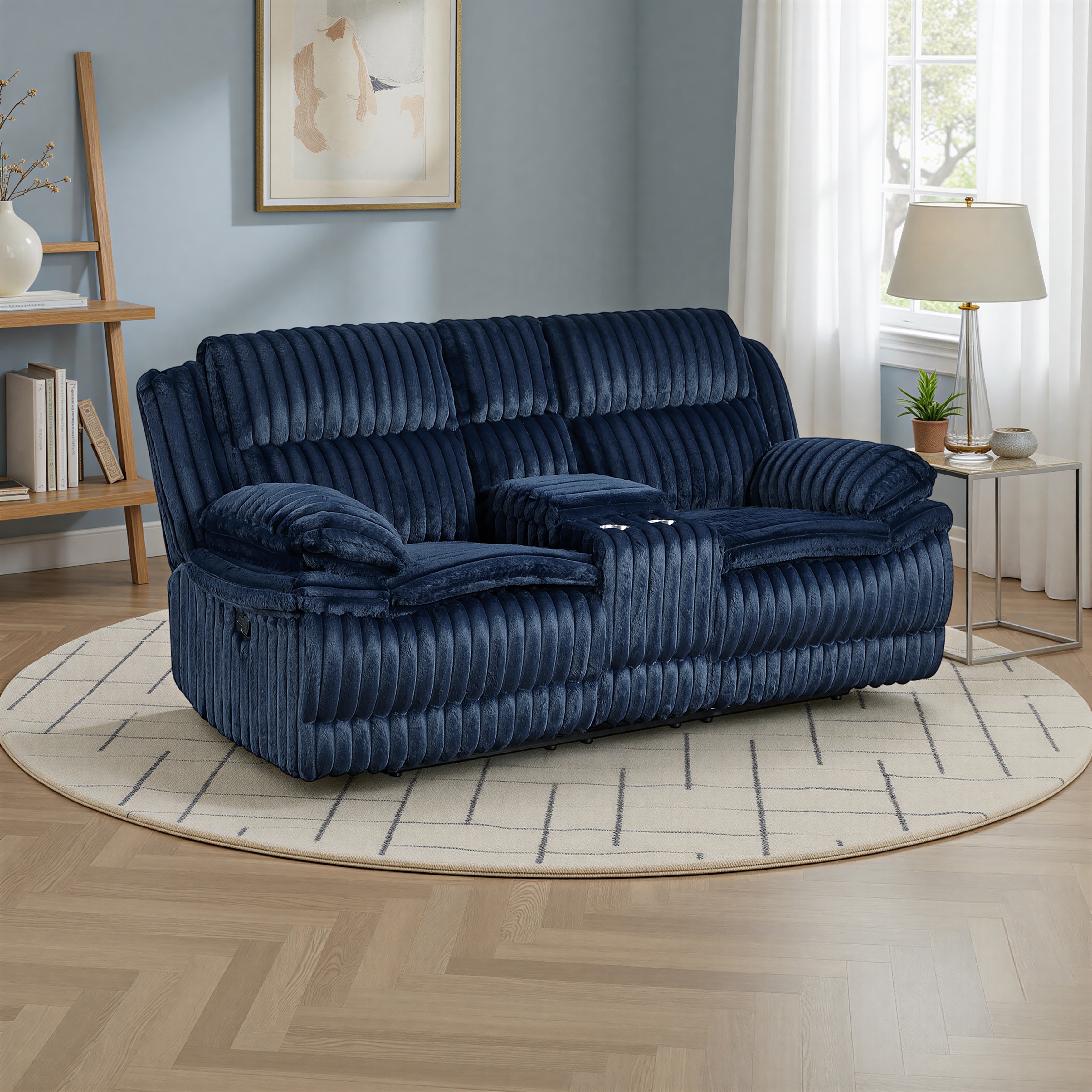 Medora 85" Corduroy Manual Double Reclining Loveseat with Console