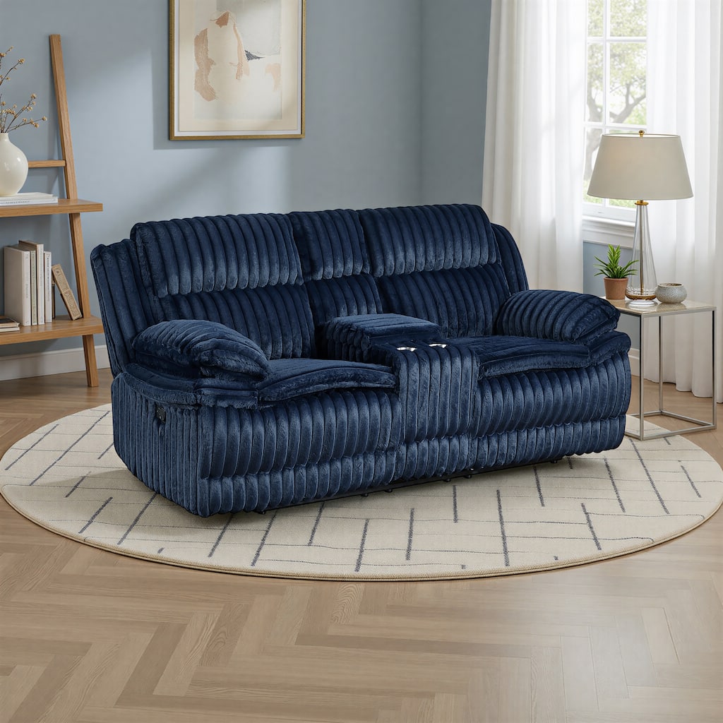 Medora 85" Corduroy Manual Double Reclining Loveseat with Console