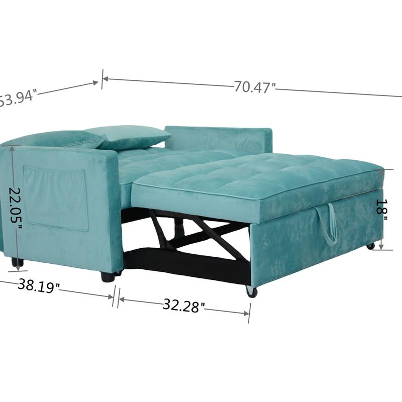 Velvet Double Pull Out Sofa Bed