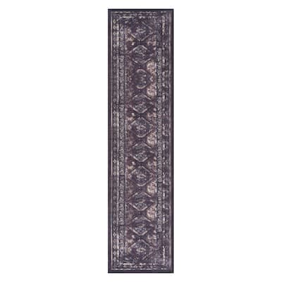 LOOM & LUXE Collection 2X8 Beige/Geometric Non-Shedding Area Rug - 120" D x 30" W x 0.14" H
