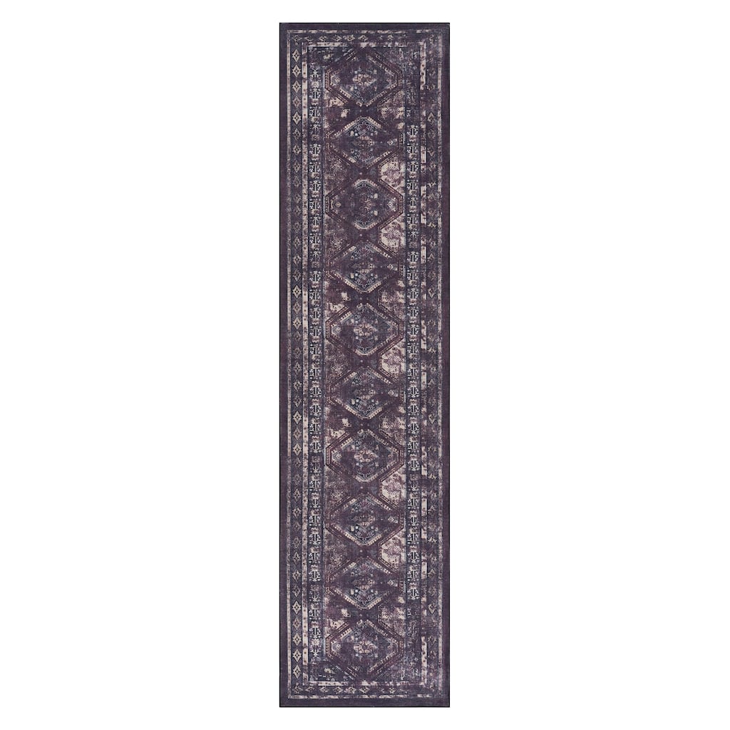 LOOM & LUXE Collection 2X8 Beige/Geometric Non-Shedding Area Rug - 120" D x 30" W x 0.14" H