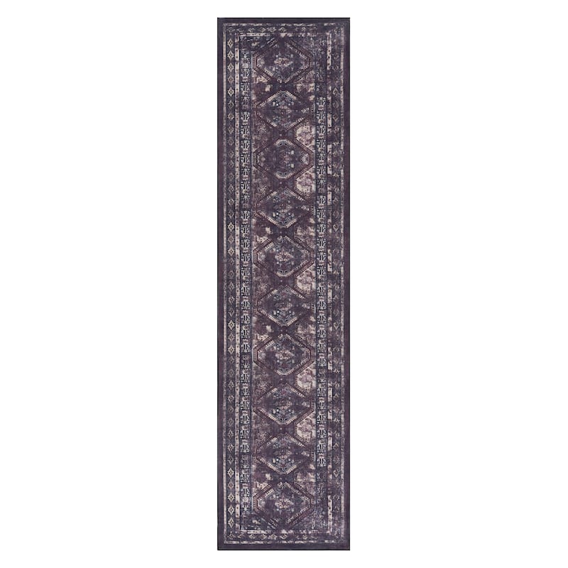 MAVAL Black Washable Rug 2'6'' x 10' Non-Shedding Runner Rug - 120" D x 30" W x 0.14" H
