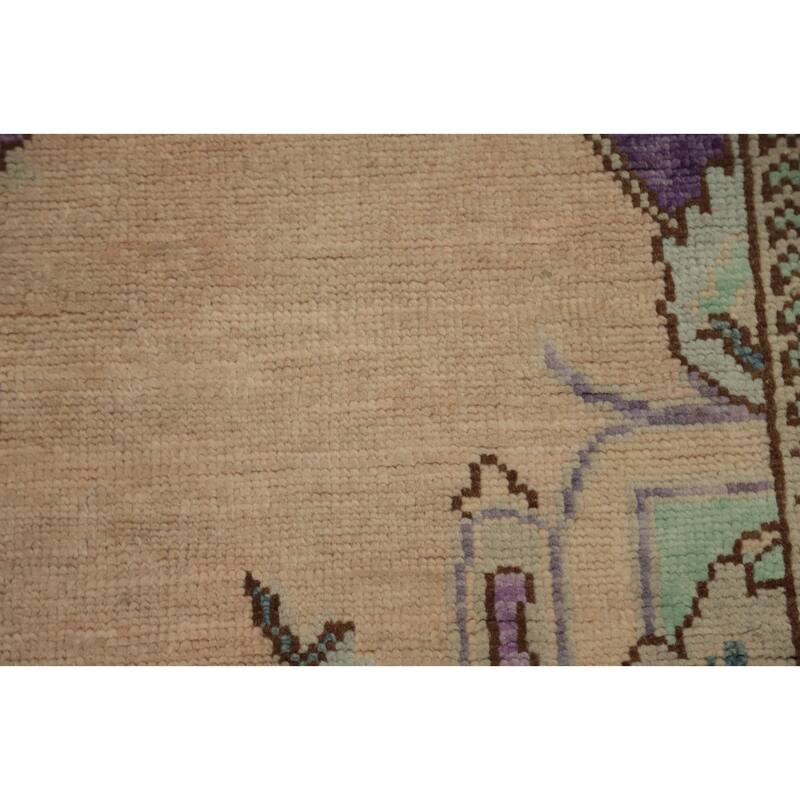 Hand Knotted Oriental 100% Wool Carpet Transitional Medallion Purples Oushak Area Rug - 6' 7'' X 4' 3''