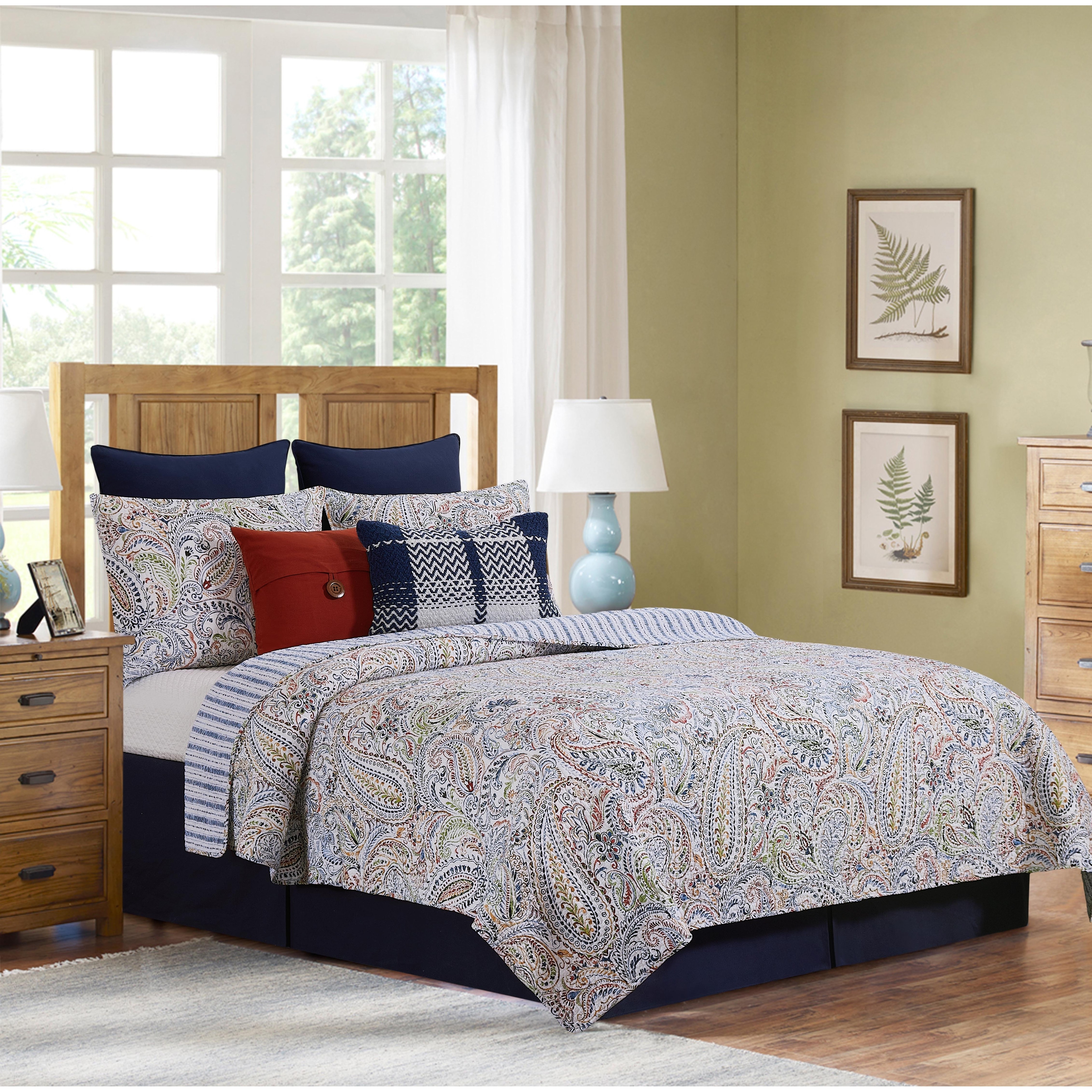 Payton Paisley Quilt Set Cotton Reversible and Machine Washable