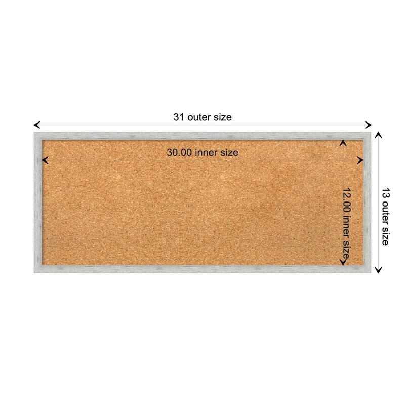 Imprint Wood Framed Natural Corkboard Bulletin Board - Imprint Silver - Board Size 30x12
