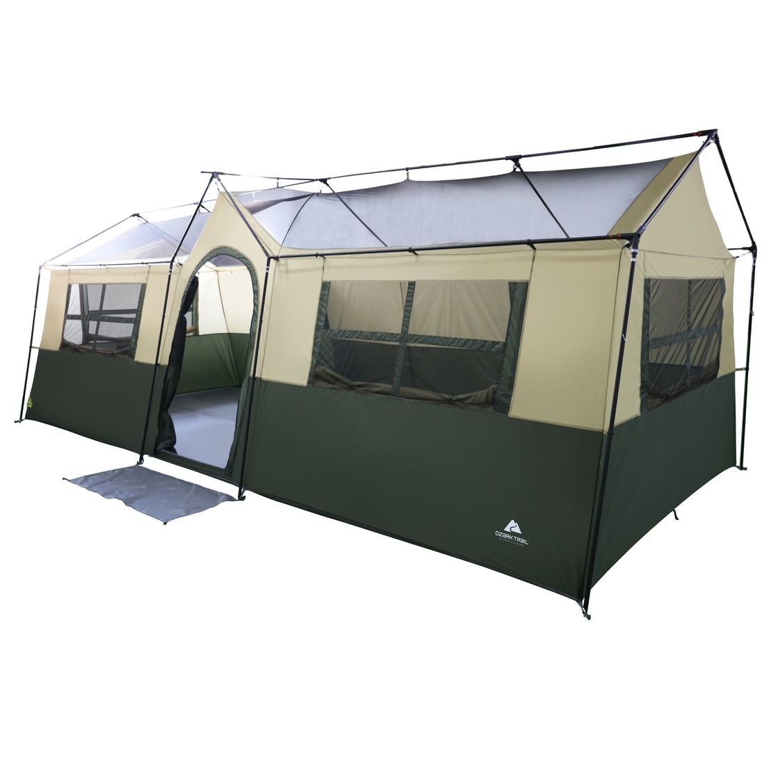 Hazel Creek 12 Person Cabin Tent, 3 Rooms, Green - Bed Bath