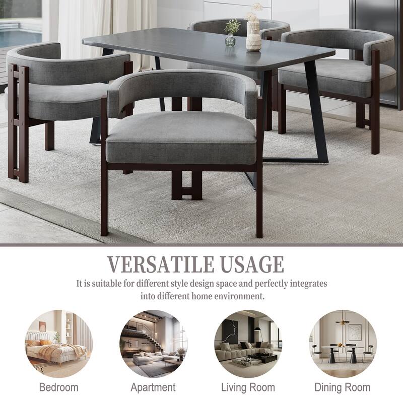 Chenille Barrel Chair with 3-Legged Open Back Accent Chair (Set of 2, 300lb Capacity)