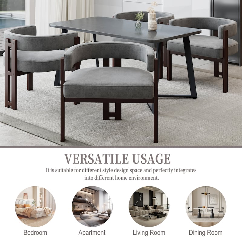 Modern Accent Chair, Upholstered Armchair with Open Back, 3 Legs Barrel Dining Chair Comfy Casual Side Chair Set of 2