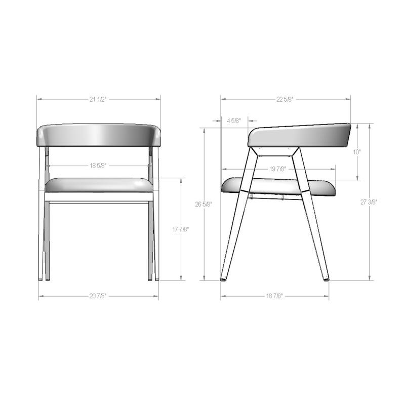 Amisco Caris Upholstered Dining Chair with Arms and Metal Legs