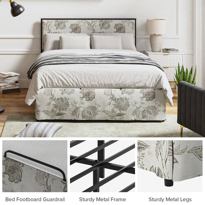 Oliver Modern Washable Slipcover Bed Upholstered Metal by HULALA HOME