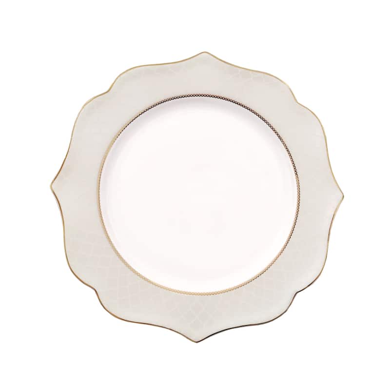 Lorren Home Trends 57 Piece Wavy Gold Mix and Match Bone China Service for 8