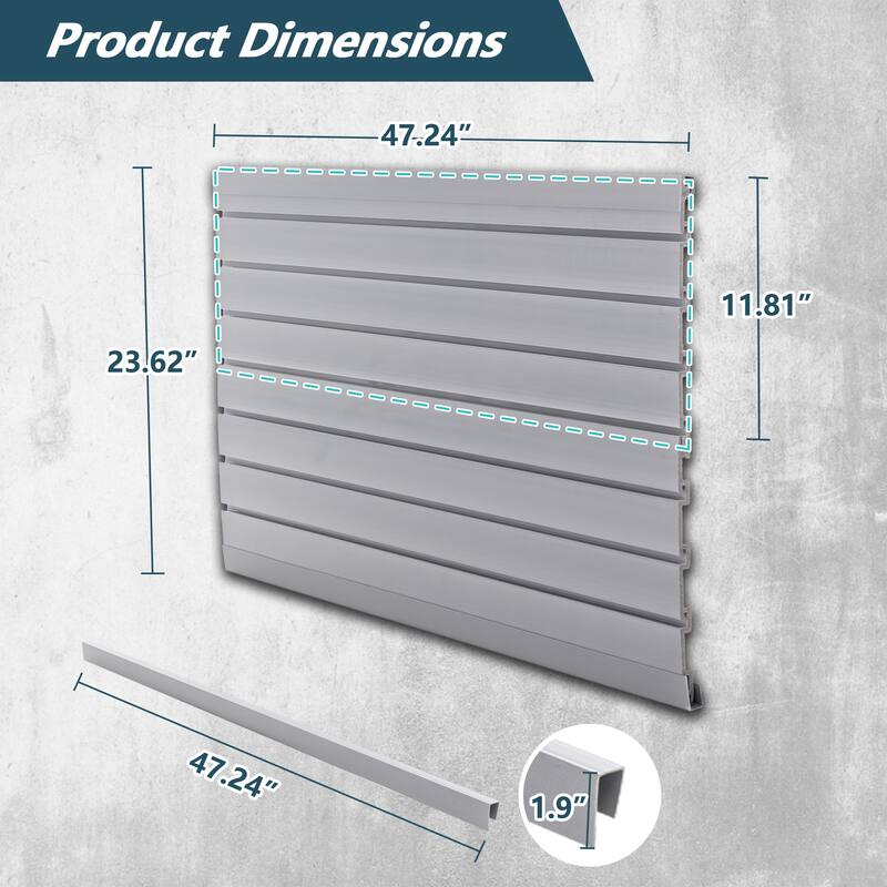 PVC Slat Wall Panels Heavy Duty Interlocking Design 4ft x 2ft Graphite Covers 8 Sqft - 47.24"L x 23.62"W x 0.25"H