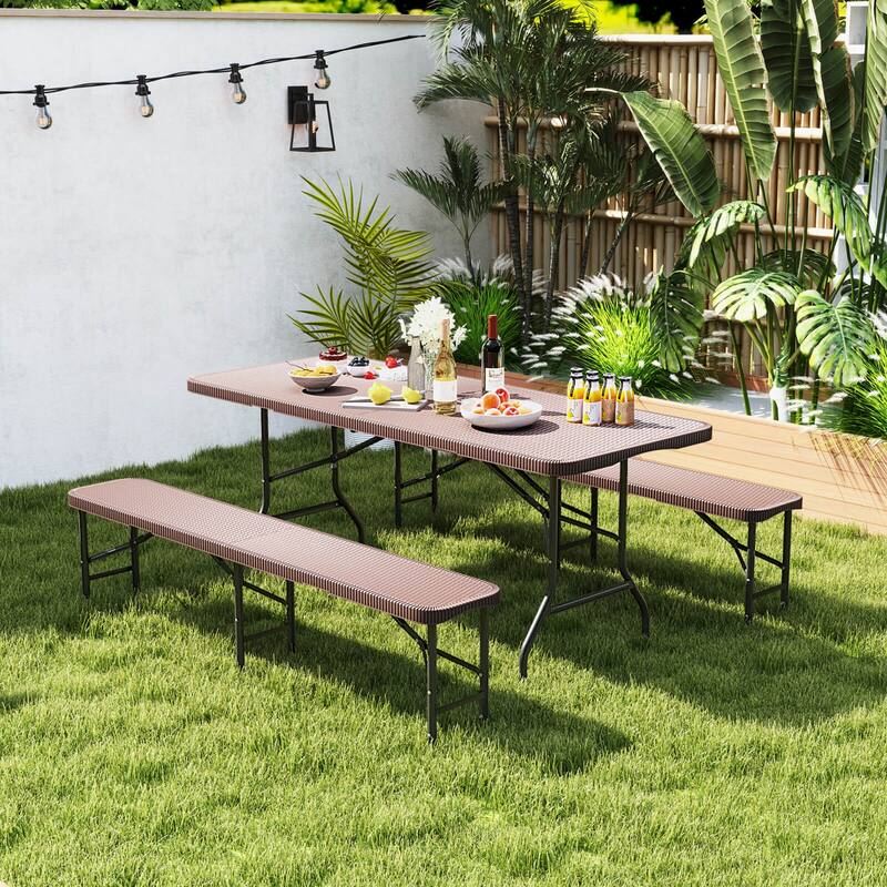Costway 6 ft Plastic Folding Bench with 1320 LBS Capacity Handle & - See Details