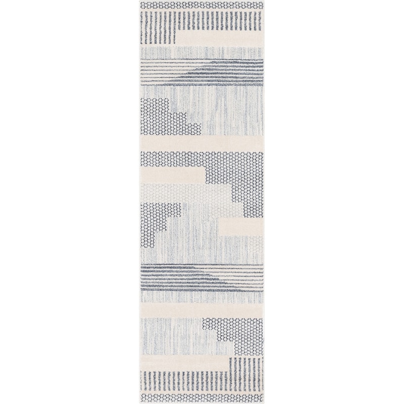 Well Woven Harlow Briar Contemporary Geometric Abstract Area Rug - 2' 3" x 7' 3" - Light Blue - Runner