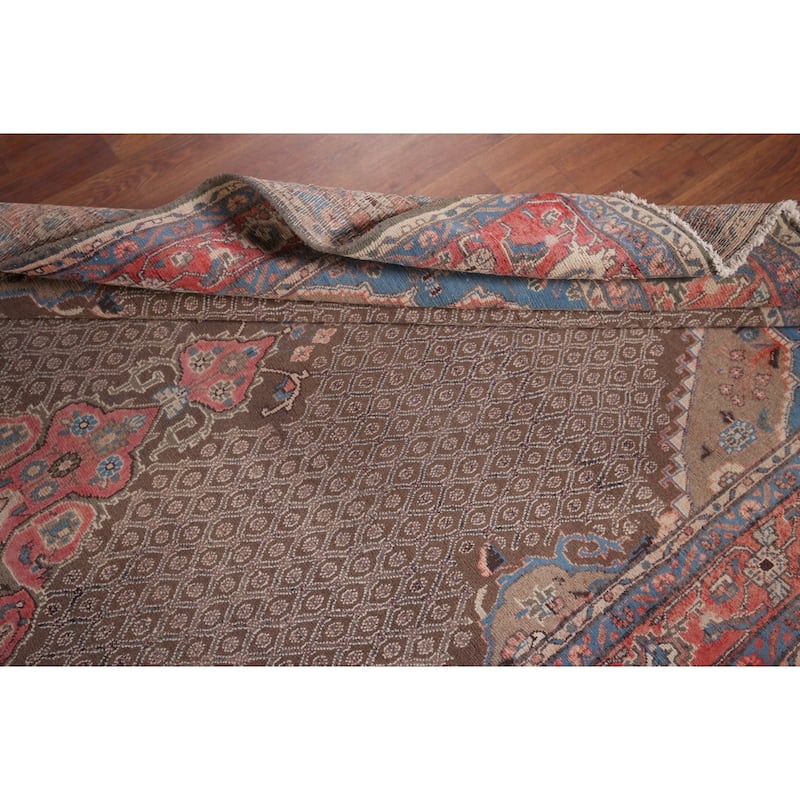 Brown Koliaei Persian Vintage Area Rug Handmade Wool Carpet - 5'0"x 10'6"