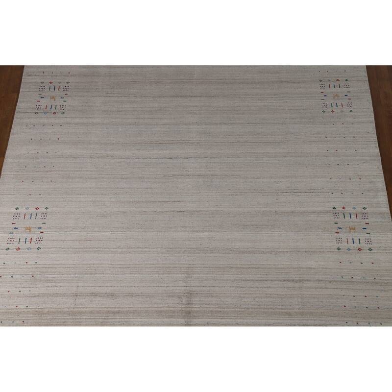 Hand Knotted Oriental 100% Wool Carpet Tribal Tribal Greys & Charcoal Gabbeh Area Rug - 10' 1'' X 8' 0''