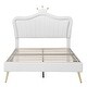 preview thumbnail 7 of 11, Full Upholstered Bed Frame w/ Crown Headboard & LED for Kids,White