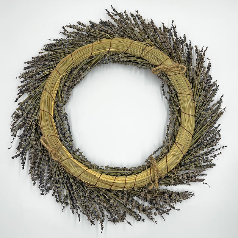 Preserved Decorative Real Dried Lavender Wreath - Purple