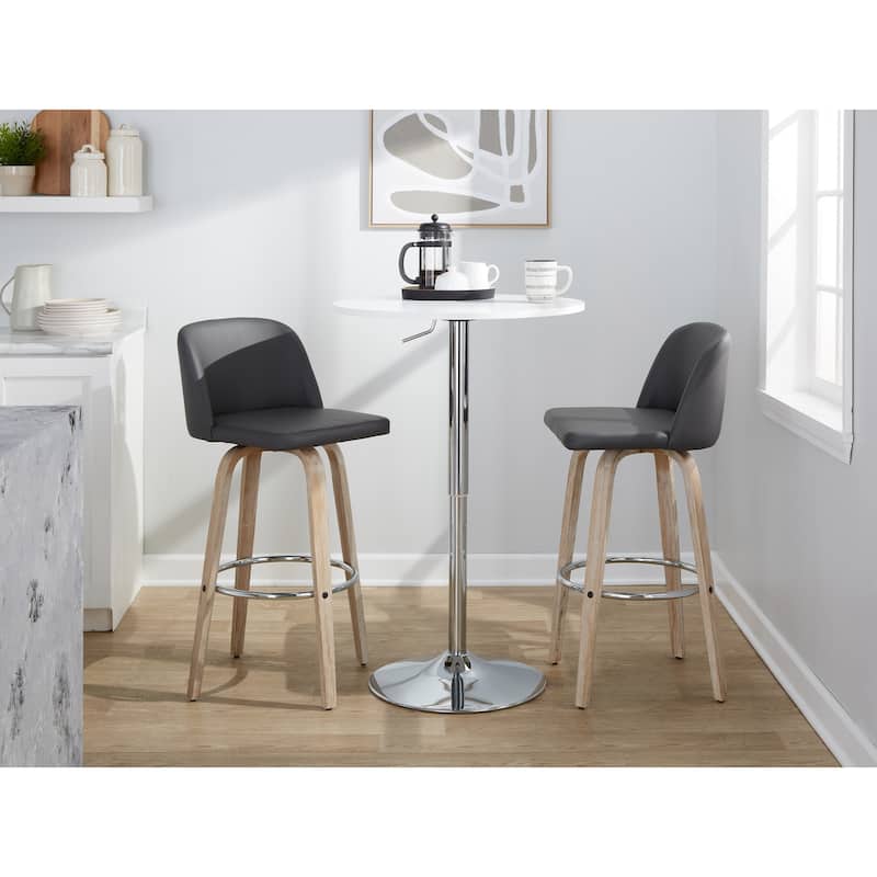 The Gray Barn Vallberga 30" Fixed-Height Bar Stool with White Washed Wood Base (Set of 2)