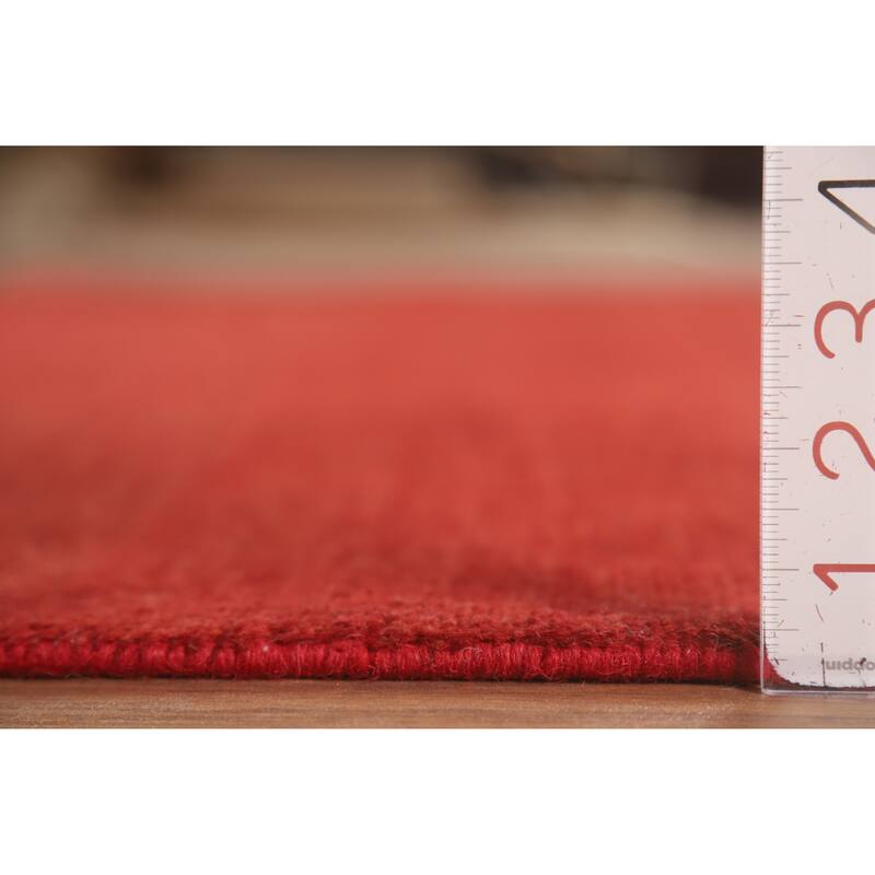Modern Red Gabbeh Oriental Area Rug Hand-Knotted Wool Carpet - 5'6"x 7'10"