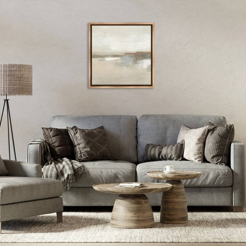 Stupell Abstract Neutral Land Framed Floater Canvas Wall Art Design By June Erica Vess