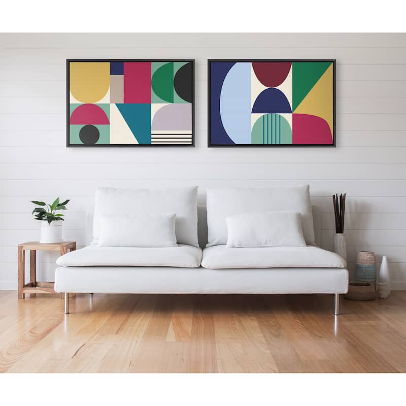Kate and Laurel Sylvie MCM Pattern 10 11 Framed Canvas by Rachel Lee