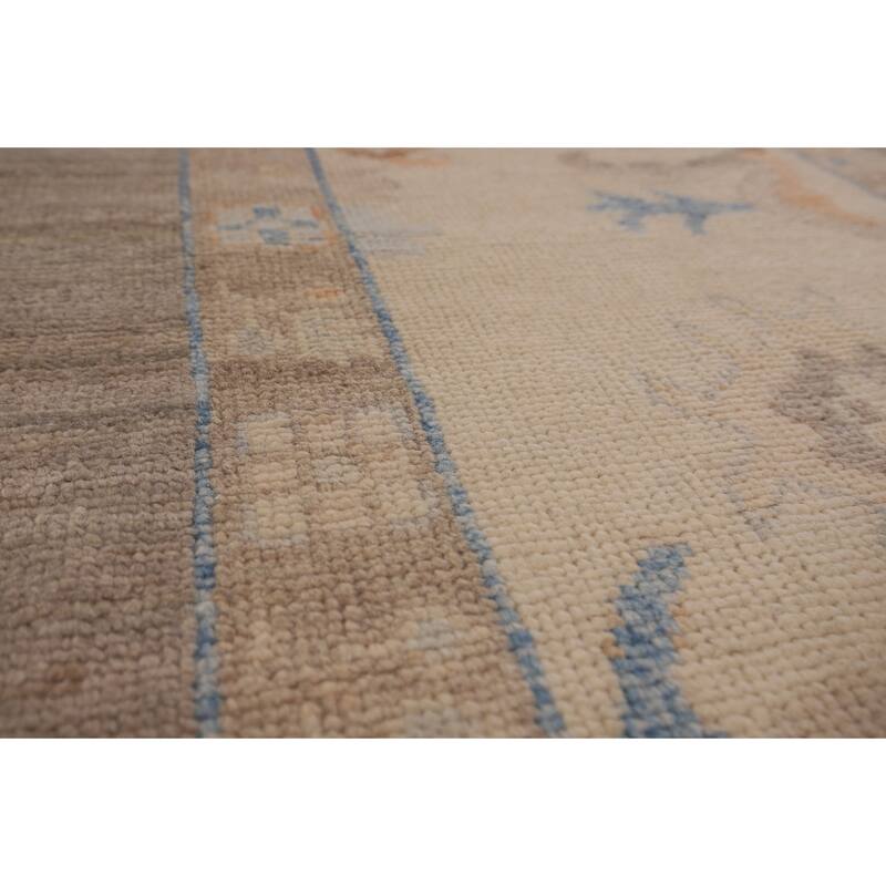 Vegetable Dye Oushak Oriental Area Rug Handmade Beige Wool Carpet - 8'11" x 12'1"