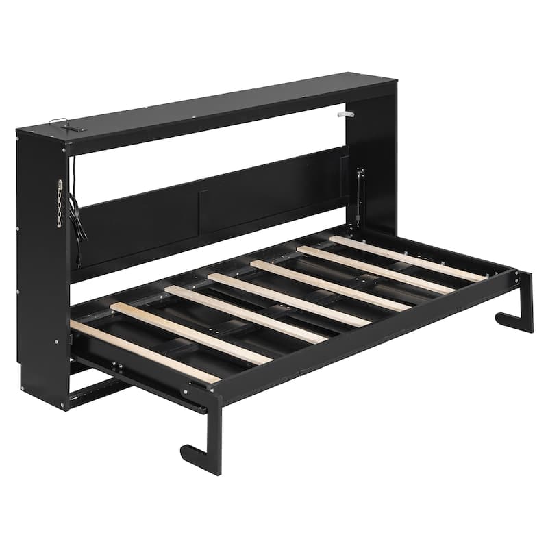 Side-Folding Printed Murphy Bed with LED and USB