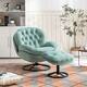 Accent Chair Velvet Upholstered Chair & Ottoman Sets, 360-Degree Swivel Chair - Teal