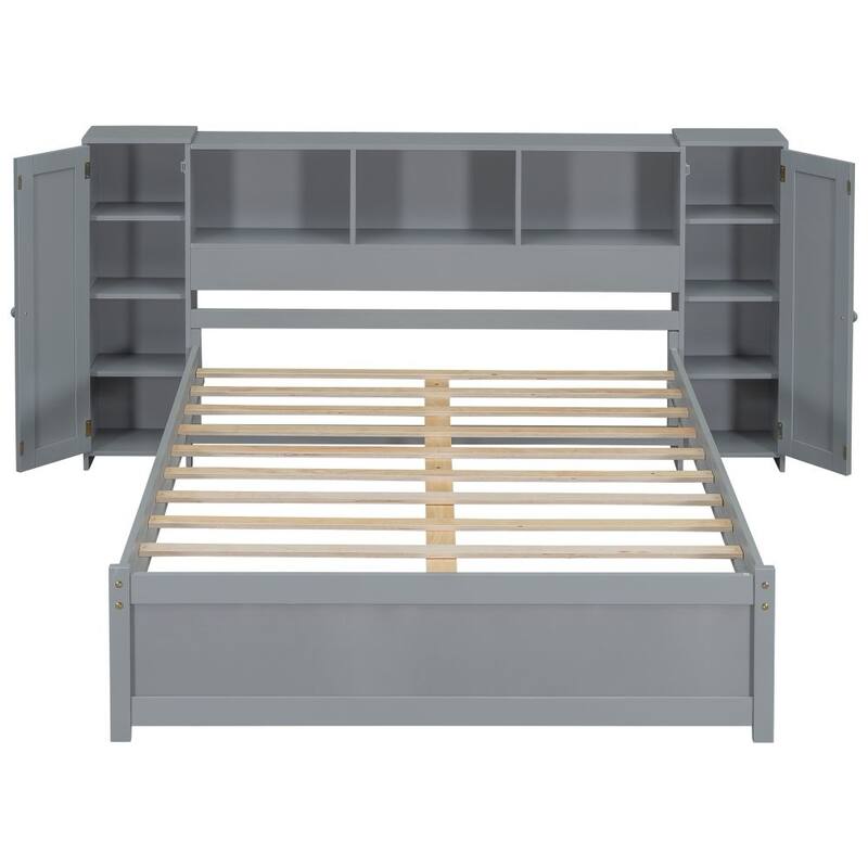 Platform Bed with Storage Headboard and Lockers