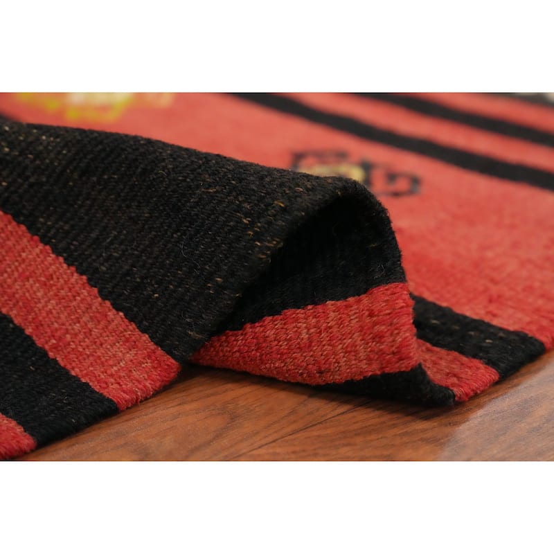 Hand Woven Oriental 100% Wool Carpet Southwestern Tribal Oranges & Rust Kilim Area Rug - 8' 9'' X 4' 8''