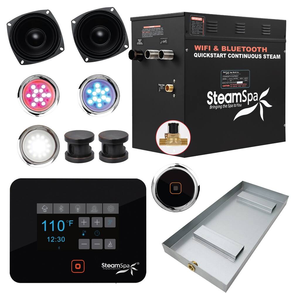 SteamSpa Black Series Bluetooth 10.5kW QuickStart Steam Bath Generator