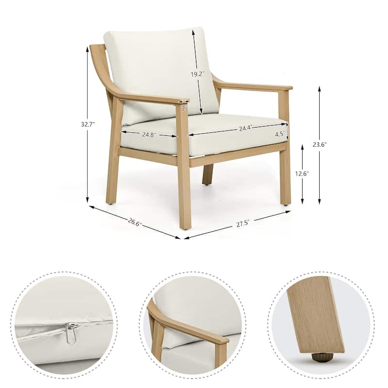 3-Piece Aluminum Patio Conversation Set with End Table and Cushions