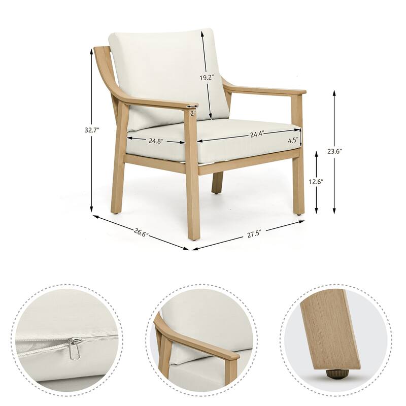 4-Piece Aluminum Patio Conversation Set with End Table and Cushions