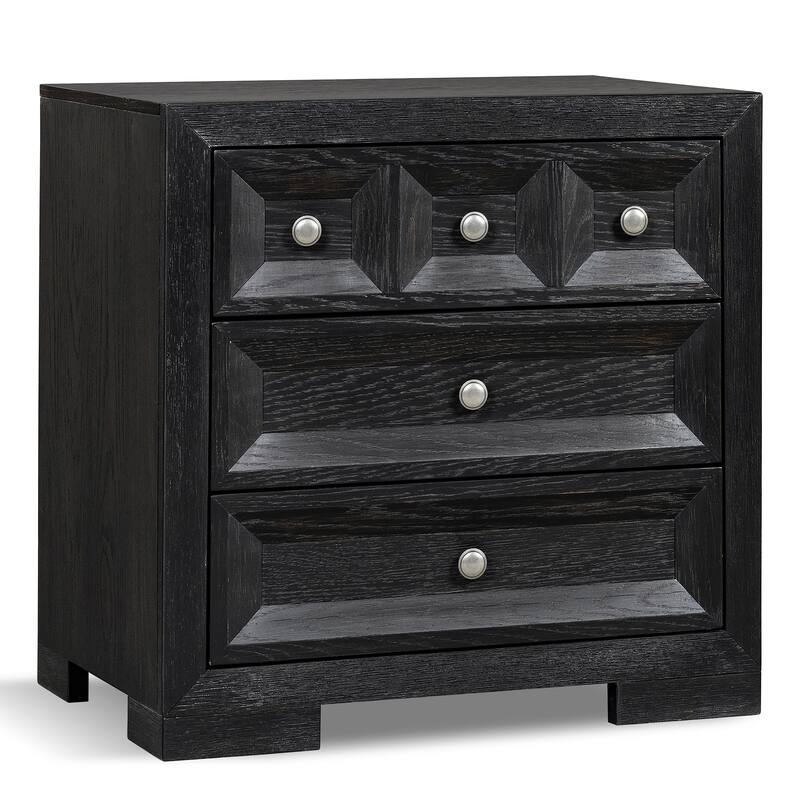 Furniture of America Durem Modern Classic Wood 3-Drawer Nightstand with USB Ports