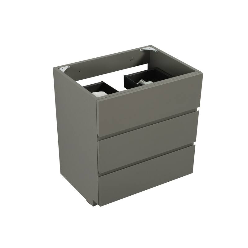 GDFStudio - Alice Gray Freestanding Bathroom Cabinet with Three Soft-Close Drawers, Pre-Assembled, No Basin