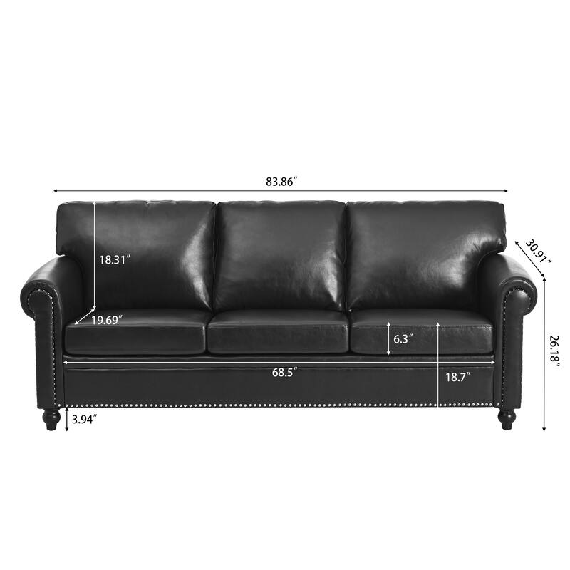 Stylish Sofa with Detachable Cushions, Pocket Spring Support & Silver Nailhead Detail - Ideal for Living Rooms