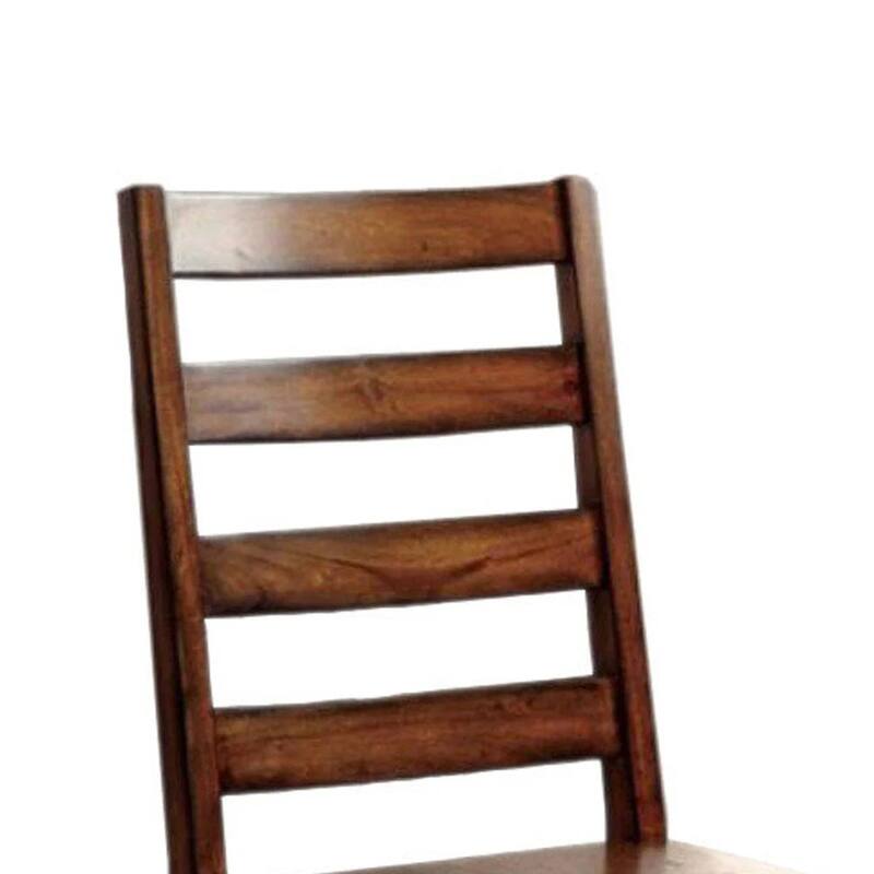 Tobacco Oak Finish Slat Back Side Chairs Set Farmhouse