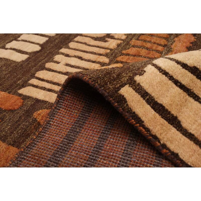 ECARPETGALLERY Hand-knotted Tangier Dark Brown Wool Rug - 8'1 x 9'10