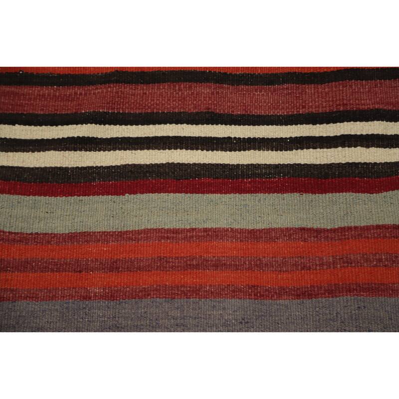Hand Woven Oriental 100% Wool Carpet Southwestern Geometric Multi-Colored Kilim Area Rug - 11' 1'' X 4' 9''