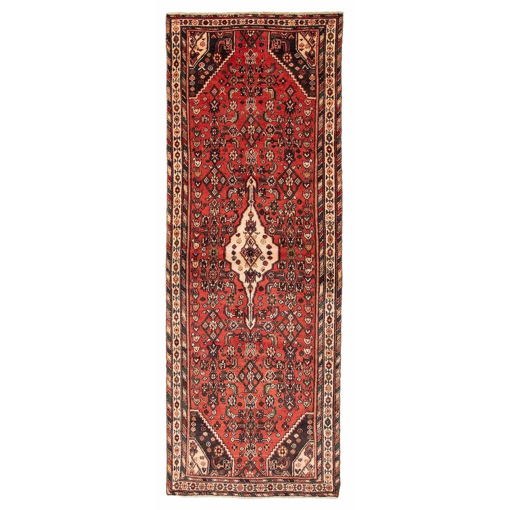 ECARPETGALLERY Hand-knotted Andelz Red Wool Rug - 3'3 x 9'4