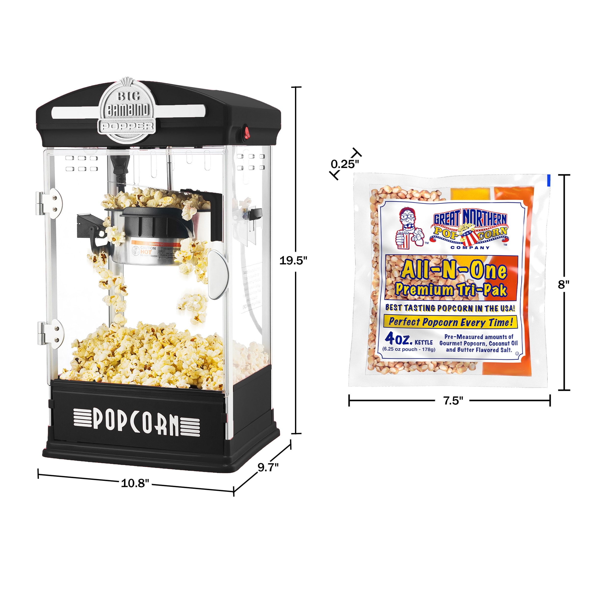 Big Bambino Popcorn Maker Set undefined Oz Kettle with 24-Pack of  Pre-Measured Popcorn Kernel Packs by Great Northern Popcorn (Black) On  Sale Bed Bath  Beyond 36787983