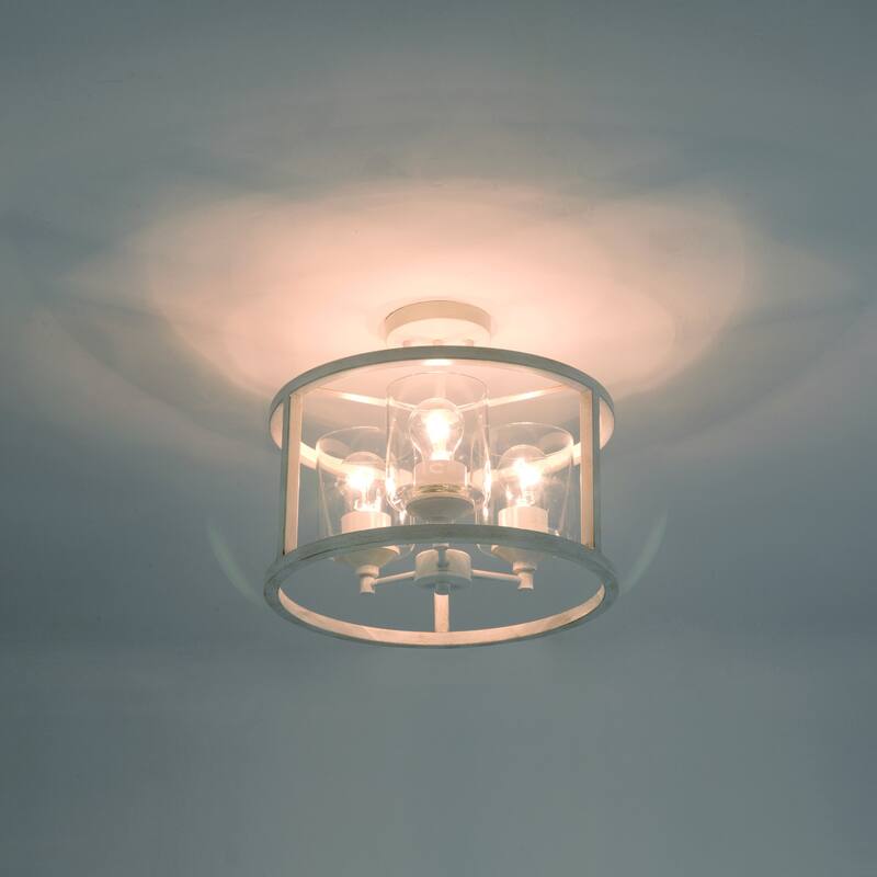 Acroma 3-light White Modern Farmhouse Semi-Flush Mount Ceiling Light
