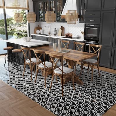 Apollo tile 11 x 13 Noir Luxe Polished Raven Black Nero Marquina, Thassos Marble Tile (5.21 sq ft/case) - 5 Pack